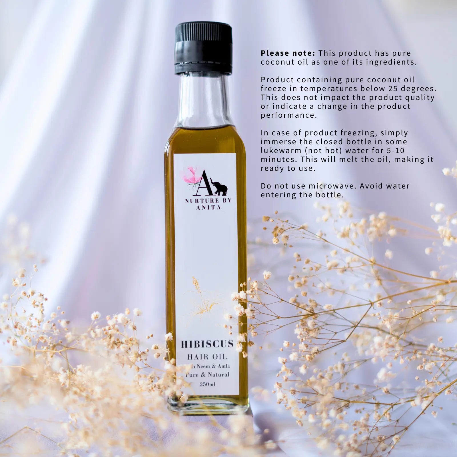 Nurture by Anita - Hibiscus Hair Oil 250ml Glass bottle