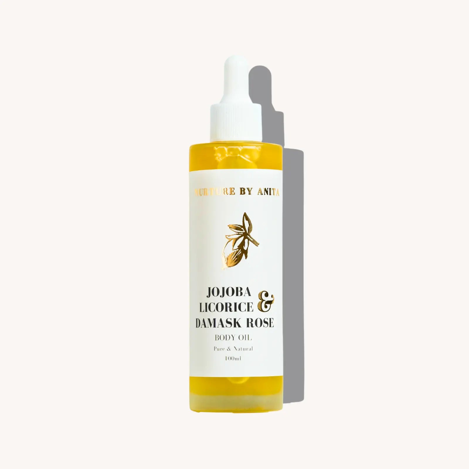 Jojoba Licorice & Damask Rose Body Oil - NURTURE BY ANITA - Golden Jojoba - Skin Barrier Repair - Collagen Boosting Oil - Post Shower Body Oil
