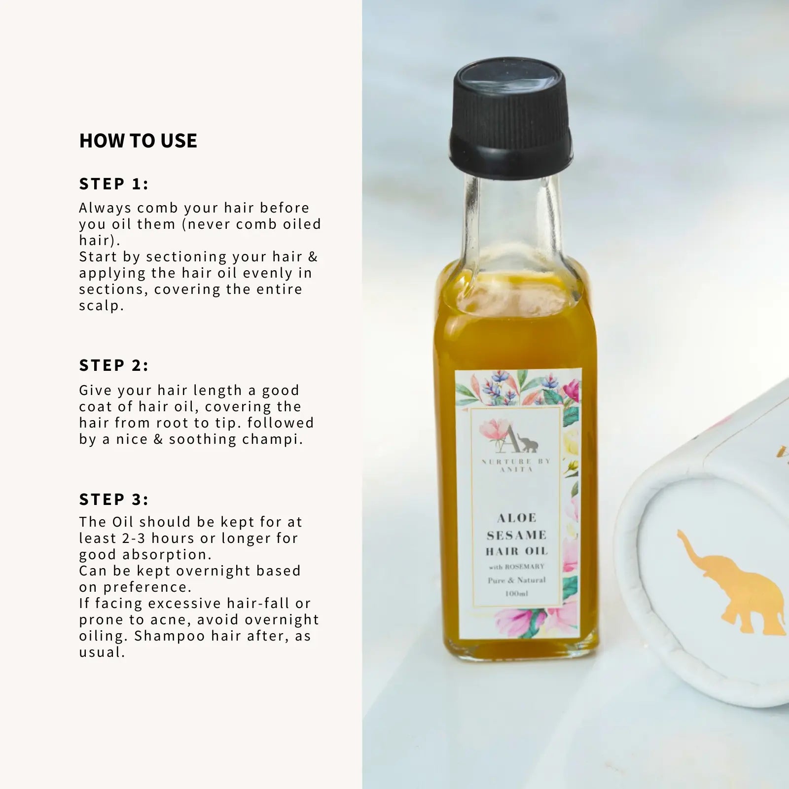 AloeSesame Hair Oil - NURTURE BY ANITA - Damage Repair Hair Oil for Thick Shinny Hair