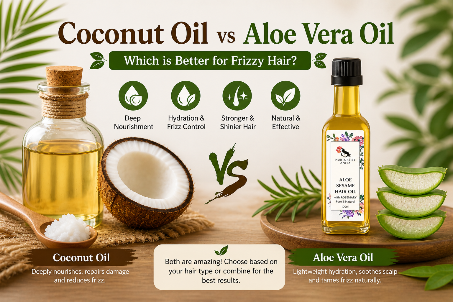 Coconut Oil vs Aloe Vera: Which is Better for Frizzy Hair?